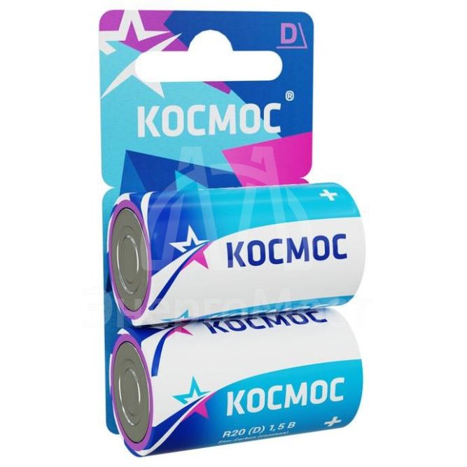 Элемент питания солевой R20 (блист.2шт) Космос KOCR202BL