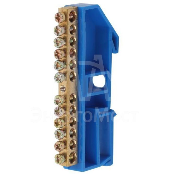 Шина N &amp;quot;ноль&amp;quot; на DIN-изол. ШНИ-6х9-12-Д NO-222-47 син. ЭРА Б0033428