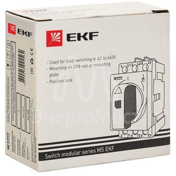 Рубильник мод. 3п MS-40A на DIN-рейку EKF ms-40d