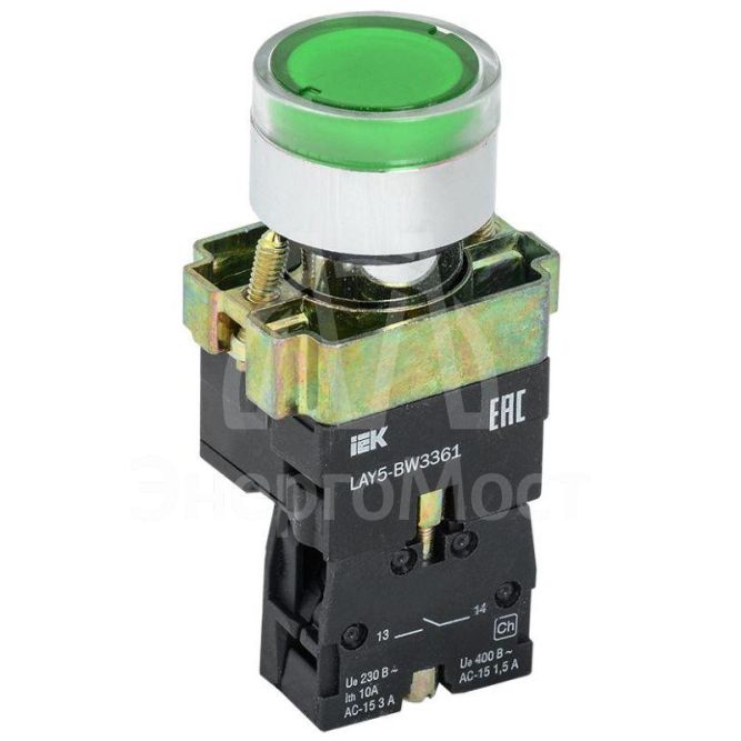Кнопка LAY5-BW3361 с подсв. зел. 1з IEK BBT50-BW-K06