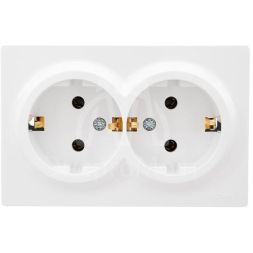 Розетка 2-мест. с заземл. LETO закрытый корпус ПБТ бел. LEZARD 752-0200-127B