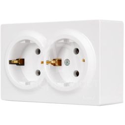 Розетка 2-мест. с заземл. LETO закрытый корпус ПБТ бел. LEZARD 752-0200-127B