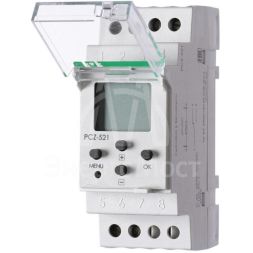 Реле времени PCZ-521 (1канал-125пар вкл. /выкл. сут. /нед. циклы 24-264В AC/DC 16А 1перекл. IP20 монтаж на DIN-рейке) F&amp;amp;F EA02.002.001