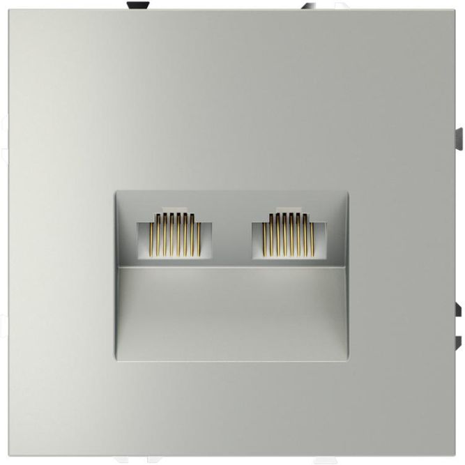 Розетка компьютерная 2-м СП S70 RJ45 + RJ45 кат.6 механизм сталь Voltum VLS060205