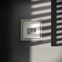 Розетка компьютерная 2-м СП S70 RJ45 + RJ45 кат.6 механизм сталь Voltum VLS060205