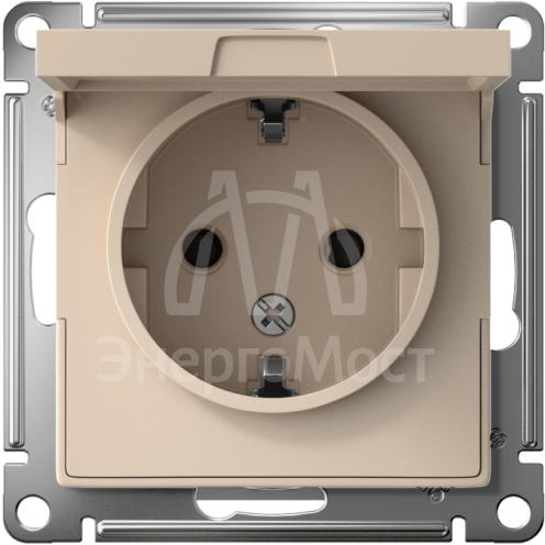 Розетка AtlasDesign 16А IP20 с заземл. со шторками с крышкой механизм песочн. SE ATN001246