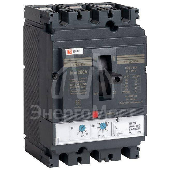Выключатель автоматический 3п 250/200А 45кА ВА-99C Compact NS PROxima EKF mccb99C-250-200