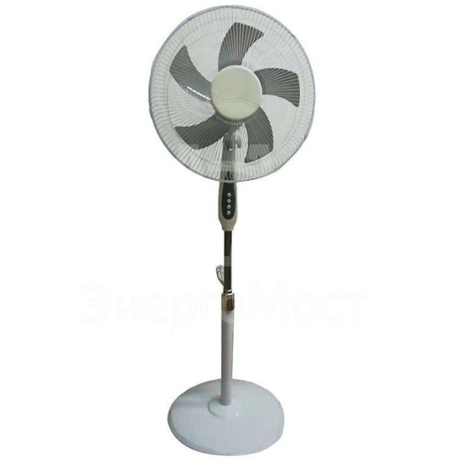 Вентилятор напольный 60Вт 5 лопастей подставка круглая механическое управление бел./син. DUX 60-0212