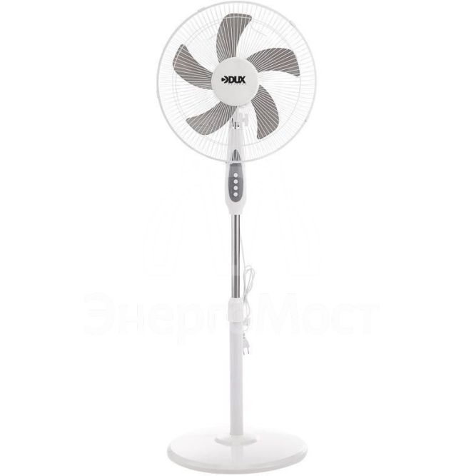 Вентилятор напольный 60Вт 5 лопастей подставка круглая механическое управление бел./син. DUX 60-0212