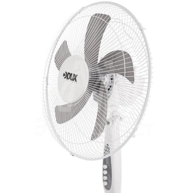 Вентилятор напольный 60Вт 5 лопастей подставка круглая механическое управление бел./син. DUX 60-0212