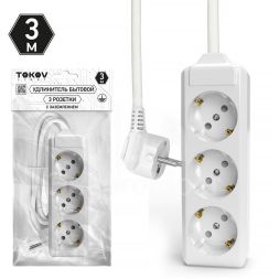 Удлинитель 3х3м с заземл. 10А 3х1.5 TOKOV LIGHT TKL-C01-BU3-3-1.5-Z