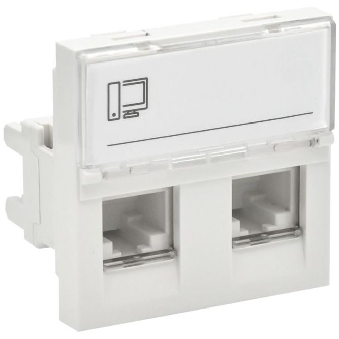 Розетка компьютерная 2мод. 2вх. PRIMER RJ45 кат.6 РКИ-22-00-П-6 бел. IEK PR-KK40D-RI-0-2-2C06U-K01