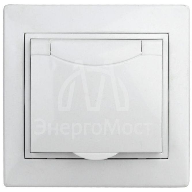 Розетка СП Plano 2P+E Schuko 1Э-203-01 16А-250В с защ. крышкой бел. Intro Б0038829