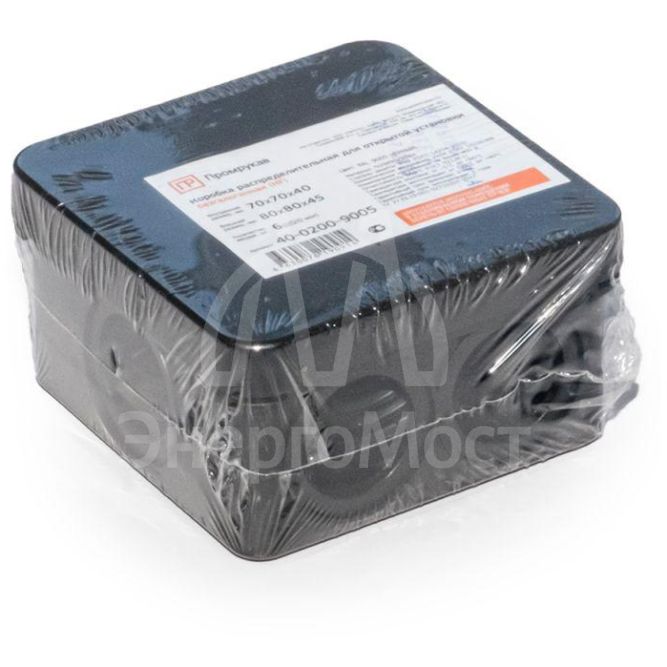 Коробка распределительная ОП 70х70х40мм безгалоген. (HF) черн. Промрукав 40-0200-9005