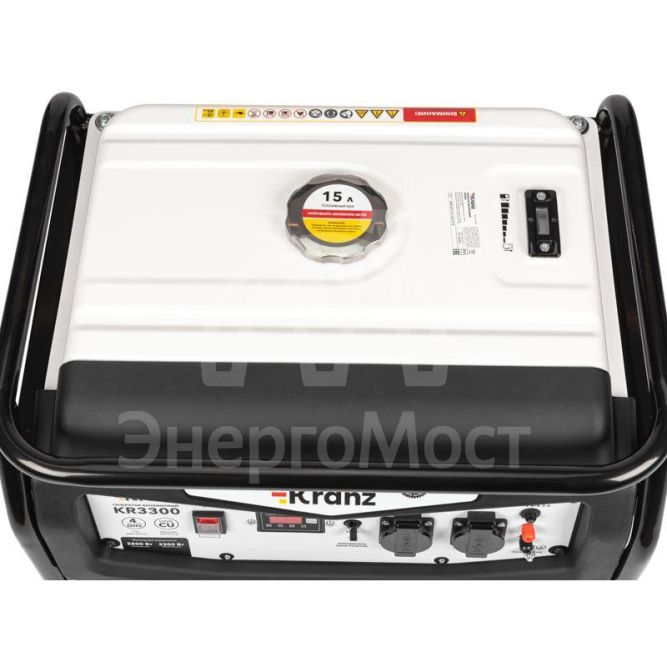 Генератор бензиновый KR3300 3.3кВт 230В 15л ручной стартер KRANZ KR-16-1133
