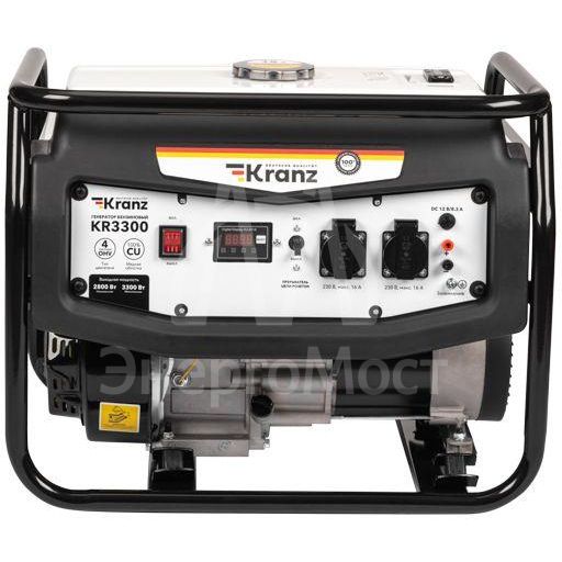 Генератор бензиновый KR3300 3.3кВт 230В 15л ручной стартер KRANZ KR-16-1133