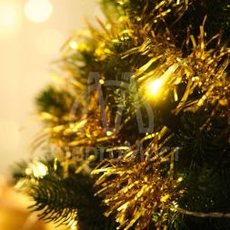 Гирлянда светодиодная &amp;quot;Мишура&amp;quot; золот. 1.5м 10LED тепл. бел. провод прозр.. 2хAA (батарейки не в комплекте) Neon-Night 304-012