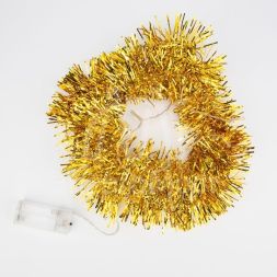 Гирлянда светодиодная &amp;quot;Мишура&amp;quot; золот. 1.5м 10LED тепл. бел. провод прозр.. 2хAA (батарейки не в комплекте) Neon-Night 304-012