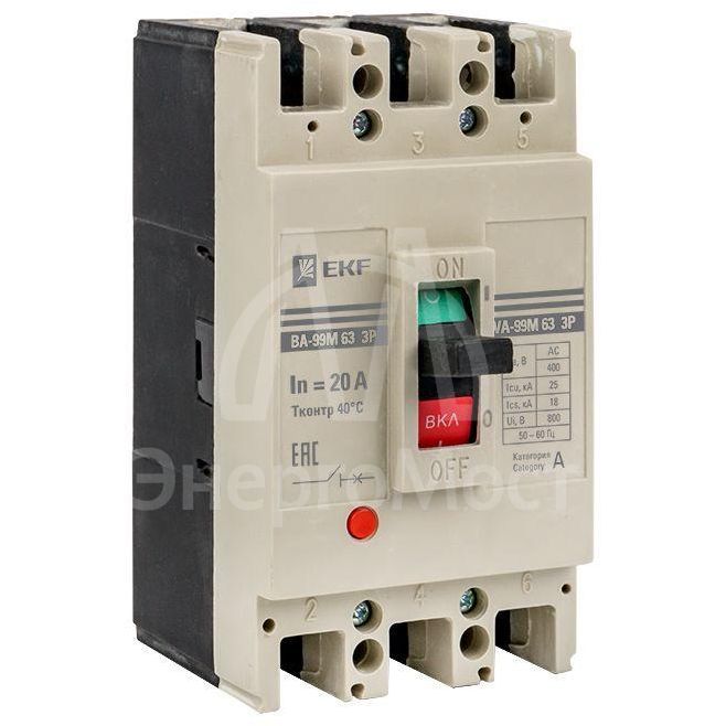 Выключатель автоматический 3п 63/20А 25кА ВА-99М PROxima EKF mccb99-63-20m