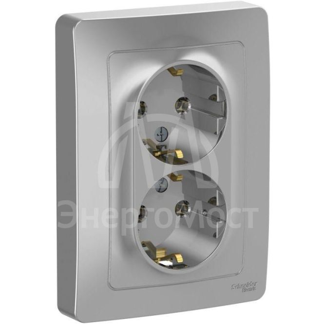 Розетка 2-м СП BLANCA 16А 250В без шторок с заземл. алюм. SchE BLNRS001023