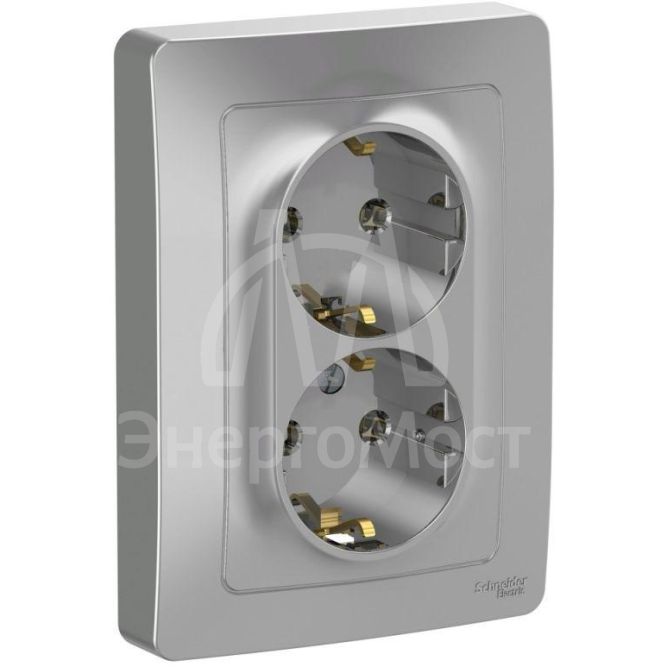 Розетка 2-м СП BLANCA 16А 250В без шторок с заземл. алюм. SchE BLNRS001023