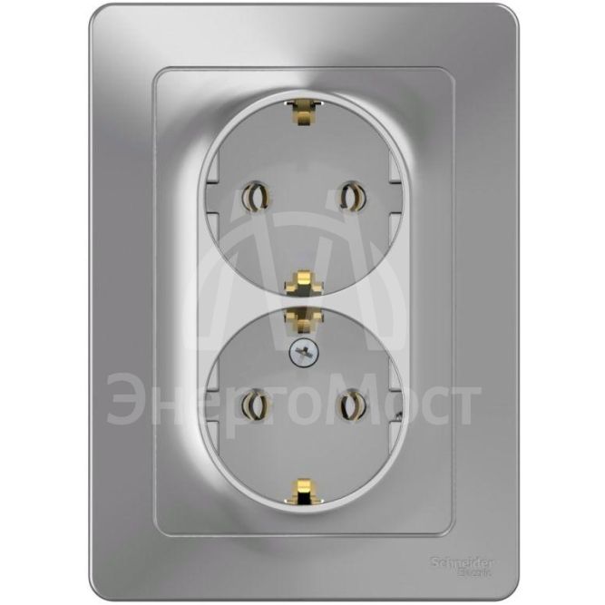 Розетка 2-м СП BLANCA 16А 250В без шторок с заземл. алюм. SchE BLNRS001023