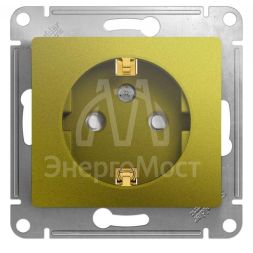 Механизм розетки 1-м Glossa 16А 250В защ. шторки с заземл. фисташк. SchE GSL001045