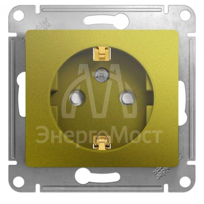 Механизм розетки 1-м Glossa 16А 250В защ. шторки с заземл. фисташк. SchE GSL001045