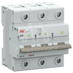 Выключатель автоматический 3п C 80А 10кА AV-125 AVERES EKF mcb125-3-80C-av