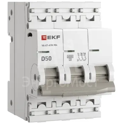 Выключатель автоматический 3п D 50А 6кА ВА 47-63N MA без теплового расцеп. PROxima EKF M63MA6350D