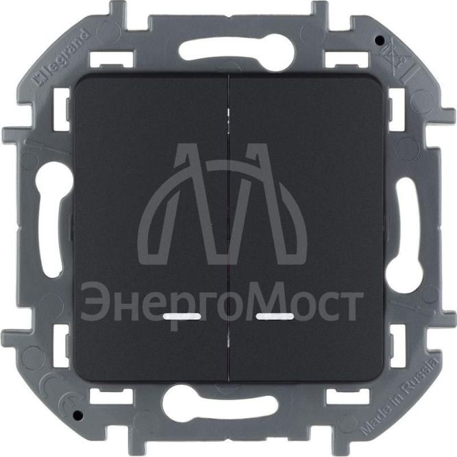 Выключатель 2-кл. Inspiria 250В 10AX с подсветкой / индикацией антрацит Leg 673633