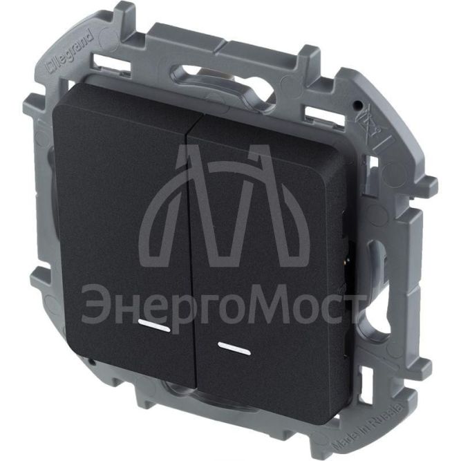 Выключатель 2-кл. Inspiria 250В 10AX с подсветкой / индикацией антрацит Leg 673633