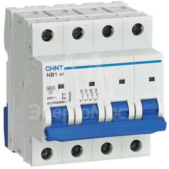 Выключатель автоматический модульный 4п C 25А 6кА NB1-63 (R) CHINT 179745
