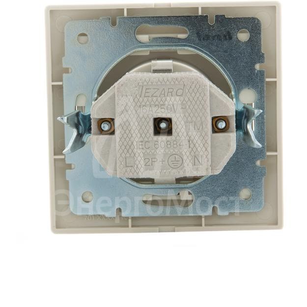 Розетка 1-м СП Мира с защ. крышкой керам. с заземл. крем/крем. LEZARD 701-0303-123