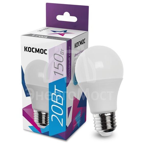 Лампа светодиодная A60 20Вт 6500К E27 220В КОСМОС LkecLED20wA60E2765
