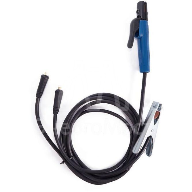 Комплект сварочных проводов КГ 1х25 с электрододержателем с клеммой для подключения к массе вилка СКР 10-25 3м Rexant 16-0775