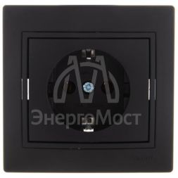 Розетка 1-м СП Мира керам. с заземл.черн. бархат LEZARD 701-4242-122
