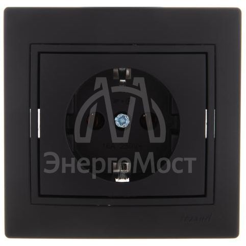 Розетка 1-м СП Мира керам. с заземл.черн. бархат LEZARD 701-4242-122