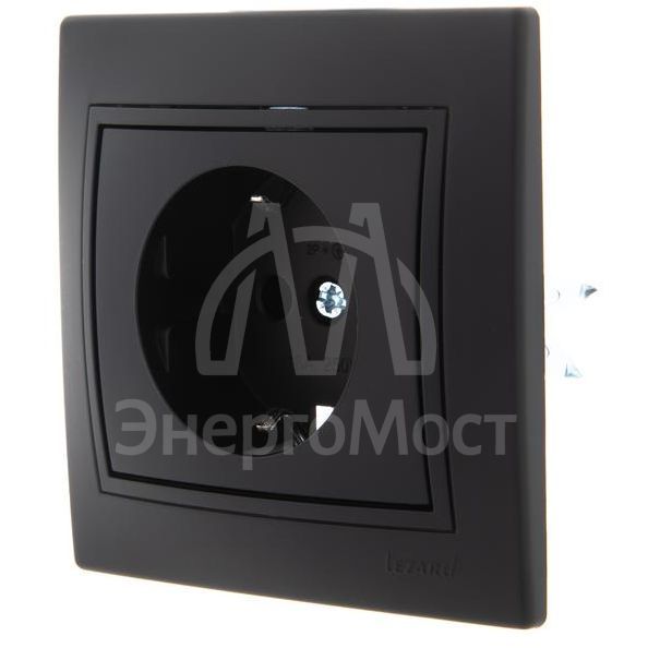 Розетка 1-м СП Мира керам. с заземл.черн. бархат LEZARD 701-4242-122