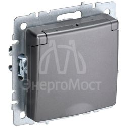 Розетка BRITE РСбш10-3-44-БрС 16А IP44 с заземл. защ. шторки с крышкой сталь IEK BR-R16-16-44-K46