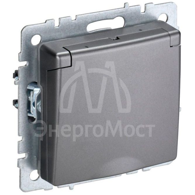Розетка BRITE РСбш10-3-44-БрС 16А IP44 с заземл. защ. шторки с крышкой сталь IEK BR-R16-16-44-K46
