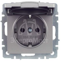 Розетка BRITE РСбш10-3-44-БрС 16А IP44 с заземл. защ. шторки с крышкой сталь IEK BR-R16-16-44-K46