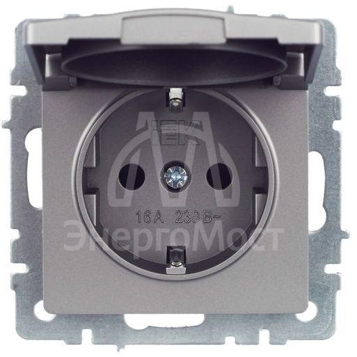 Розетка BRITE РСбш10-3-44-БрС 16А IP44 с заземл. защ. шторки с крышкой сталь IEK BR-R16-16-44-K46