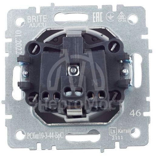 Розетка BRITE РСбш10-3-44-БрС 16А IP44 с заземл. защ. шторки с крышкой сталь IEK BR-R16-16-44-K46