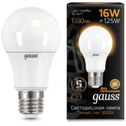 Лампа светодиодная Black A60 16Вт E27 3000К Gauss 102502116