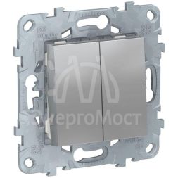 Механизм выключателя 2-кл. 2мод. СП Unica New IP21 (сх. 5) алюм. SchE NU521130