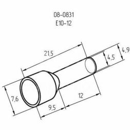 Наконечник штыревой втулочный изолир. (НШВИ F-12мм) 10кв.мм (СЕ100012red) красн. REXANT 08-0831