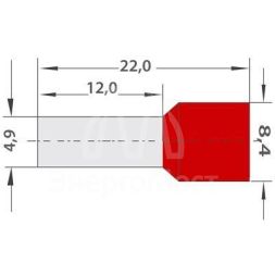 Наконечник штыревой втулочный изолир. (НШВИ F-12мм) 10кв.мм (СЕ100012red) красн. REXANT 08-0831