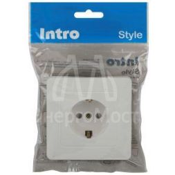 Розетка 1-м СП Style 7-206-01 16А 250В IP20 2P+E Schuko с заземл. защ. шторки бел. Intro Б0060623