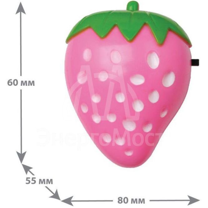 Светильник светодиодный NL-180 &amp;quot;Клубника&amp;quot; ночник с выкл. 220В Camelion 12536